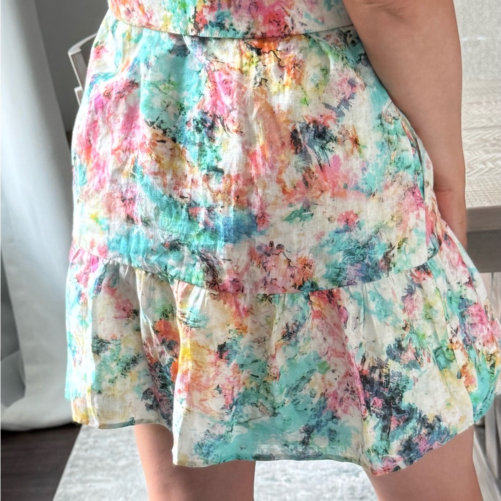 Pastel Floral Sleeveless Spring Summer Belted Dress - Picture 9 of 12